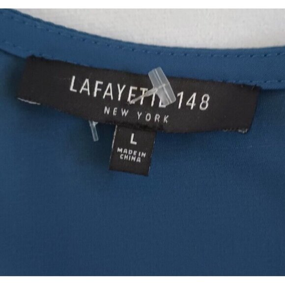 Lafayette 148 Amoya Zip Detailed Dress Size L Glaze Blue Bi-Stretch Sleeveless - Picture 8 of 15